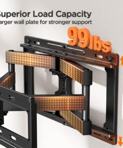 Perlegear Full Motion TV Wall Mount for 26-65 inch TVs, TV Bracket Supports Swivel Articulating Level Extension Tilt Arms, Max VESA 400x400mm up to 99lbs, 16" Wood Studs, PGMFK4 22 71h5BuitHEL