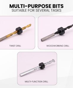 Drixet Drill Stop Bit Collar Set – Kit Includes: 1/8", 3/16”, 1/4”, 5/16”, 3/8”, 7/16” and 1/2-Inch with Allen Wrench to Tighten The Stops Set-Screws (7-Piece) 15 71h5nyvqk0L