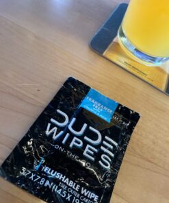 DUDE Wipes - On-The-Go Flushable Wipes - 2 Pack, 60 Wipes - Unscented Extra-Large Individually Wrapped Adult Wet Wipes - Vitamin E & Aloe - Septic and Sewer Safe Fragrance Free 30 Count (Pack of 2) 29 71hA6eaRokL