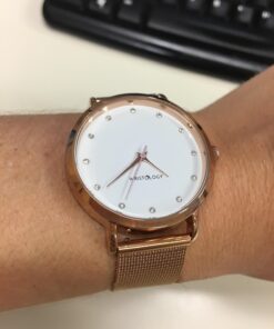 Wristology 10 Styles Maxi Crystal Watch Leather Band - Interchangeable Genuine Leather Strap - Large Easy to Read Watch with Second Hand for Women, Men, Nurses, Teachers Rose Gold Metal Mesh 59 71hAq20rutL