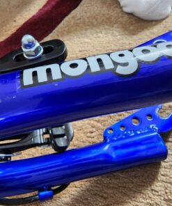 Mongoose Expo Youth Kick Scooter, Suggested for Riders with Ages 6 to 9 Years Old, Max. Weight of 175 lbs., Front and Rear Caliper Brakes, Rear Axle Pegs, 12-Inch Inflatable Wheels Black/Blue 33 71hBDA7IOLL