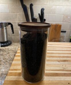 KKC HOME ACCENTS Clear Borosilicate Glass Storage Canister with Airtight Wood Lids,Sealed Glass Jar for Loose Leaf Tea,Grinder Coffee,Coffee Beans,Matcha Container,Fluid-oz 39 Floz 29 71hBLuHhIML