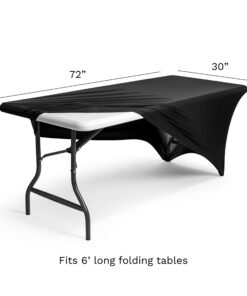 Alternative view of Iceberg iGear Stretch Fabric Rectangular Table Cover, fits 6’ Tables, Poly Spandex, Indoor/Outdoor, Black, 30” W x 72” L 6'
