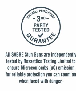 SABRE 2-in-1 Stun Gun with Flashlight and Belt Holster, Emits 1.60 Powerful Pain Inducing Microcoulombs (µC) Charge, 120 Lumen LED Flashlight, Rubberized Grip, Compact Design, Rechargeable 16 71hCv2 sfRL