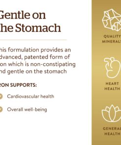 Solgar Gentle Iron (Iron Bisglycinate) 25 mg - 180 Vegetable Capsules - Non-Constipating, Gentle on Your Stomach - Non-GMO, Gluten Free - 180 Servings Old 22 71hDCT8QqNL