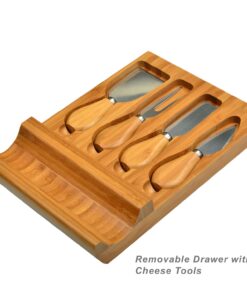 Picnic at Ascot Original Bamboo Cheese/Charcuterie Board with Cracker Groove & Drawer with Cheese Tools - Designed & Quality Checked in the USA 11 71hDaEiotyL