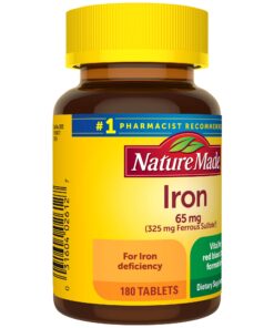 Nature Made Iron 65 mg (325 mg Ferrous Sulfate) Tablets, Dietary Supplement for Red Blood Cell Support, 180 Tablets, 180 Day Supply Unflavored 180 Count (Pack of 1) 25 71hDqc88HaL
