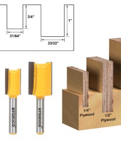 Alternative view of YONICO Router Bits Set Dado Straight Bit Undersize Plywood 3 Bit 1/4-Inch Shank 14323q