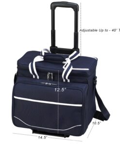 Alternative view of Picnic at Ascot Original Insulated Picnic Cooler with Service for 4 on Wheels-Designed & Assembled in the USA Navy