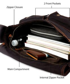 Messenger Bag for Laptop Vintage Canvas Leather Crossbody Satchel Shoulder Computer Bag Travel Office Messenger Bag 14 inch Black 10 71hFlGFszoL