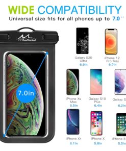 MoKo Waterproof Phone Pouch Holder, Cellphone Case Dry Bag with Lanyard Armband Compatible with iPhone 14 13 12 11 Pro Max, Samsung S21/S20/S10, Black 26 71hGVPuafBL