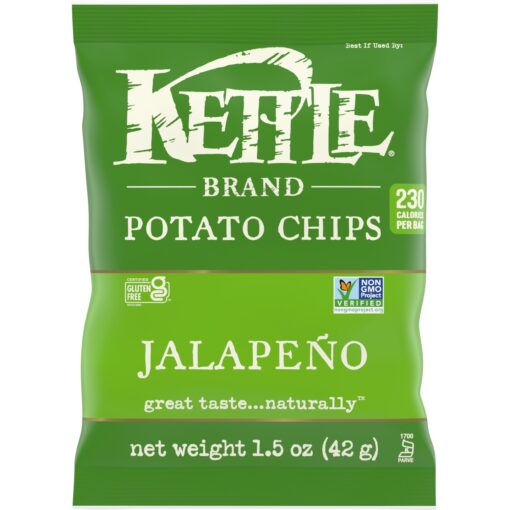 Kettle Brand Potato Chips, Jalapeno Kettle Chips, Snack Bag, 1.5 Oz (Pack of 24) 1.5 Ounce (Pack of 24)