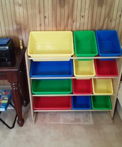 Humble Crew, Natural/Primary Kids' Toy Storage Organizer with 12 Plastic Bins, 34*35*15.5inch 56 71hI7nOOY0L