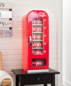 Alternative view of Coca-Cola Retro Vending Machine Style 10 Can Mini Fridge with Display Window, AC/DC Portable Beverage Cooler for Soft Drink Cans, Includes 12V and AC Cords, for Home Office Dorm Cottage, Red