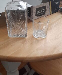 Paksh Novelty Whiskey Decanter Set - 7-Piece Italian Crafted Glass Decanter & Whiskey Glasses Set - Holiday Whiskey Gifts for Men and Women w/ Ornate Stopper and 6 Cocktail Glasses, Red A 57 71hJnbW17PL 1