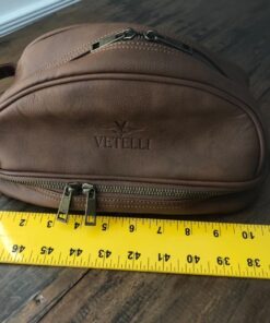 Vetell Classic Men's Leather Toiletry Bag and Dopp Kit with Upper and Lower Zippered Compartments, 2 Mesh Bottle Pouches, and Carrying Handle - The Best Gift for Men. 48 71hK0krfNWL