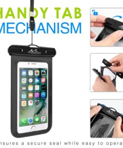 MoKo Waterproof Phone Pouch Holder, Cellphone Case Dry Bag with Lanyard Armband Compatible with iPhone 14 13 12 11 Pro Max, Samsung S21/S20/S10, Black 30 71hK8o Qh2L