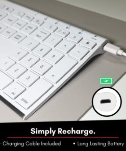 Macally Wireless Bluetooth Keyboard for Mac or Windows PC - Compatible Apple Keyboard Rechargeable - Multi-Device Keyboard, Up to 3 Devices with 110 Keys, 20 Shortcuts, and Numeric Keypad - White 22 71hMmxiDyUL