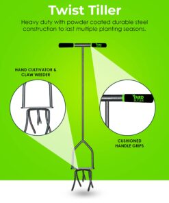 Yard Butler Twist Tiller garden cultivator & hand tiller heavy duty garden claw hand tool - ITNT-4 21 71hMspwCqQL