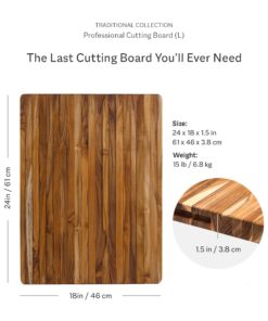 Alternative view of TeakHaus Edge Grain Carving Board w/Hand Grip (Rectangle) | 24" x 18" x 1.5" 24 x 18 x 1.5 Without Juice Groove