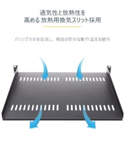 StarTech.com 1U Server Rack Shelf - Universal Vented Rack Mount Cantilever Tray for 19" Network Equipment Rack & Cabinet - Heavy Duty Steel - Weight Capacity 50lb/23kg - 10" Deep, Black (CABSHELFV1U) 10" Depth 20 71hOCeVvPTL
