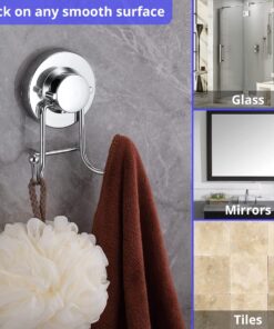 HOME SO Suction Cup Hooks for Shower, Bathroom, Kitchen, Glass Door, Mirror, Tile – Loofah, Towel, Coat, Bath Robe Hook Holder for Hanging up to 15 lbs – Rustproof Chrome Stainless Steel (1-Pack) 1 20 71hOPr2HnDL