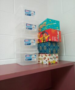 Sterilite FlipTop, Stackable Small Storage Bin with Hinging Lid, Plastic Container to Organize Desk at Home, Classroom, Office, Clear, 12-Pack 12 Pack 39 71hPdVzVTL