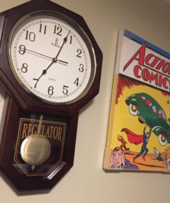 Pendulum Wall Clock - Regulator Clock - Wooden Schoolhouse Wall Clock with Pendulum - Wood Pendulum Clock Battery Operated - Decorative Wall Clocks for Living Room Decor, Home, Office and Gift 18x11 29 71hQ6wsgp4L