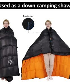 OMVMO -10°F 0°F 10°F 15°F 650FP/800 FP Rectangle Duck/Goose Down Sleeping Bag for Adults,Ultralight Wearable 4 Season Envelope Sleeping Bag for Camping,Can be Used as a Down Blanket Duvet or Cloak Black/-10℉/Left Zipper Regular(Fits up to 6'0'') 9 71hRoY8njKL