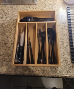 Utopia Kitchen Bamboo Silverware Organizer for Drawer Kitchen Utensil Organizer, Kitchen Drawer Organizer for Large Utensils, Cutlery Drawer Organizer, Silverware Holder, Flatware Organizer Tray 5 Compartments Natural 30 71hS9g4TdoL