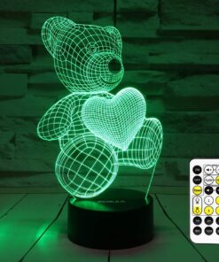 ZOKEA Night Light 3D lamp 7 Colors Changing Nightlight with Smart Touch & Remote Control 3D Night Light for Kids or as Gifts for Women Kids Girls Boys (Teddy Bear) 17 71hSm66UPoL