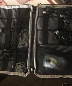 BUBM Double Layer Electronics Organizer, Travel Gadget Bag for Cables, Memory Cards, Flash Hard Drive and More, Fit for iPad or Tablet(up To 9.7")--Large, Dark Blue Large,2-layer 44 71hTMKe4SmL