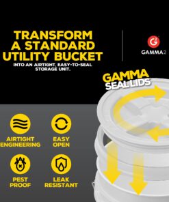 Gamma2 Seal Lid - Pet Food Storage Container Lids - Fits 3.5, 5, 6, & 7 Gallon Buckets, White, 4122E, Made in USA, Fits a 3.5 to 7 Gallon Bucket 28 71hU2aMeSPL