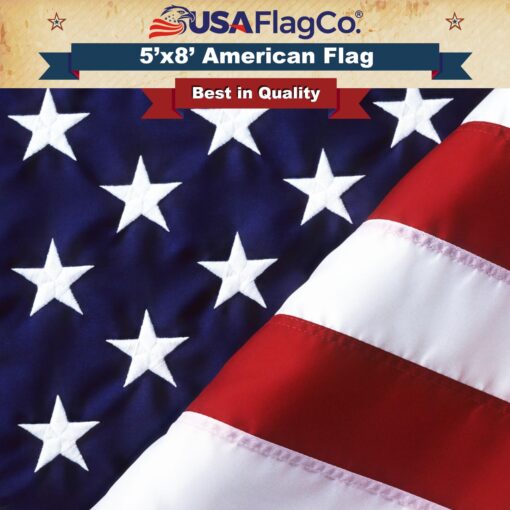 American Flags by USA Flag Co. (Made in USA) The Best 5x8 Embroidered Stars and Sewn Stripes United States Flag, Amazon A to Z Guarantee - 5 x 8 ft. 5 by 8 Foot