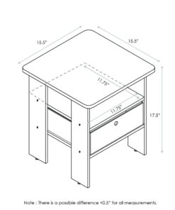 Furinno Andrey Set of 2 End / Side Table / Night Stand / Bedside Table with Bin Drawer, Espresso 2-Pack, Center Bin 22 71hUzysbWfL