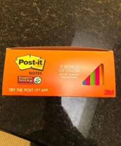 Post-it Super Sticky Notes, 3x3 in, 24 Pads, 2x the Sticking Power,Energy Boost Collection, Bright Colors (Orange, Pink, Blue, Green), Recyclable 59 71hX7e8oyL
