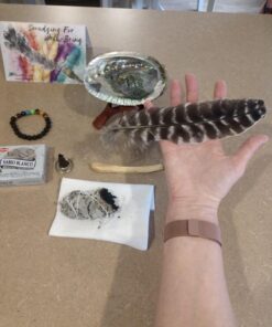 Smudge Kit Spiritual Set, Large Abalone Shell, Complete Sage Smudge Stick Kit, Palo Santo, White Sage Incense for Cleansing, Smudge Feather,Chakra Kit Bracelet, Charitable Positive Vibes Smudging Kit 41 71hXid3OuWL