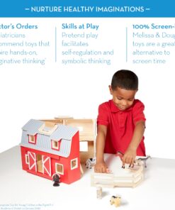 Melissa & Doug Fold and Go Wooden Barn With 7 Animal Play Figures - Farm Animals Portable Toys For Kids And Toddlers Ages 3+ Set 32 71hY70C5hRL 1