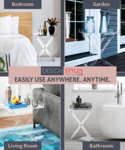 Designstyles Acrylic Folding Tray Table – Modern Chic Accent Desk - Kitchen and Bar Serving Table - Elegant Clear Design 23 71haFFByHqL