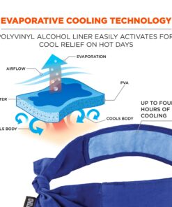 Ergodyne Chill Its 6700CT Cooling Bandana, Lined with Evaporative PVA Material for Fast Cooling Relief, Tie for Adjustable Fit, Blue Solid Blue Each 11 71haPEFUlEL
