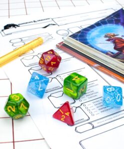 Wiz Dice Series II - Polyhedral Dice Set for Tabletop RPG Adventure Games with a Dice Bag - DND Dice Set, Suitable for Dungeons and Dragons, MTG and Dice Games Alike - Faerie Fire - 7 ct 19 71haiq0pm1L