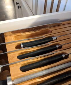 Utoplike In-Drawer Bamboo knife block, Drawer Knife Set Storage, Knife Organizer and Holder with Slots for 16 Knives and 1 Sharpening Steel (Not Included)-Kitchen Drawer, Counter Top 33 71hbklfnWL
