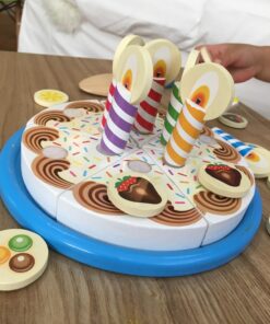 Melissa & Doug Birthday Party Cake - Wooden Play Food With Mix-n-Match Toppings and 7 Candles 31 71he7yQJ6JL