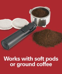 Hamilton Beach 15 Bar Espresso Machine, Cappuccino, Mocha, & Latte Maker, with Milk Frother, Make 2 Cups Simultaneously, Works with Pods or Ground Coffee, 50 oz. Water Reservoir, Black 16 71heI3oju8L