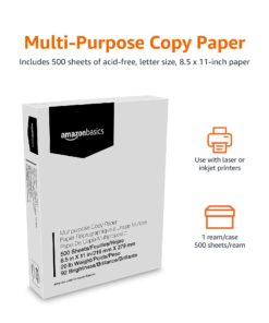 Amazon Basics Multipurpose Copy Printer Paper, 8.5" x 11", 20 lb, 1 Ream, 500 Sheets, 92 Bright, White 1 Ream | 500 Sheets 26 71hfXJbIRwL