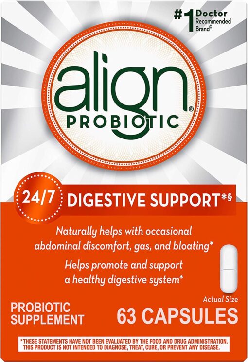 Align Probiotic, Probiotics for Women and Men, Daily Probiotic Supplement for Digestive Health*, #1 Recommended Probiotic by Doctors and Gastroenterologists‡, 63 Capsules 63 capsules