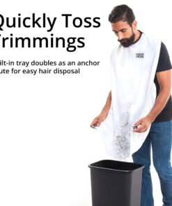 Beard King Beard Bib Apron - Christmas Gifts & Stocking Stuffers for Dad - As Seen on Shark Tank - Men's Hair Catcher for Shaving - Grooming Accessories - Packing Pouchl, White White (Deluxe Version) 23 71hh85S768L