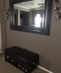 SIMPLIHOME Cosmopolitan 44 Inch Wide Rectangle Ottoman Bench with Open Bottom in Tanners Brown Faux Leather Tufted Footrest Stool, For Living Room, Bedroom, Traditional Rectangular 45 71hhpqp1bVL