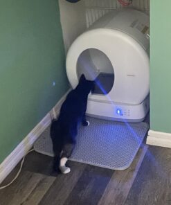 Meowant Self-Cleaning Cat Litter Box, Intelligent Radar Safety Protection Automatic Cat Littler Box for Multiple Cats, Large Capacity/Isolation Odor/APP Control Smart Cat Litter Box with Mat & Liner Gray 51 71hiaE0VorL