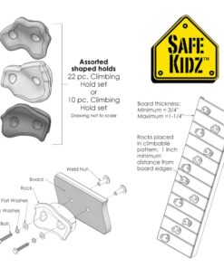 Alternative view of 22 Assorted Deluxe Rock Climbing Holds for Kids - Outdoor Climbing Stones Kit with 44 Swing Safe Fasteners + Drill Bit Easy to Install on Lumber from 3/4" to 1.25" Thick, by Pro-Hold 22 Rocks